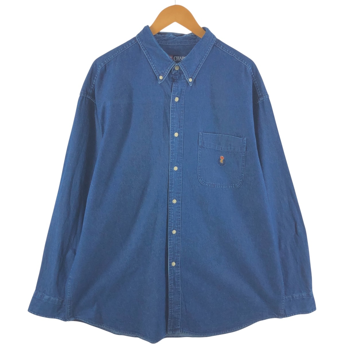 古着 ラルフローレン Ralph Lauren CHAPS チャップス 長袖 ボタンダウンデニムシャツ メンズXL相当/eaa534341