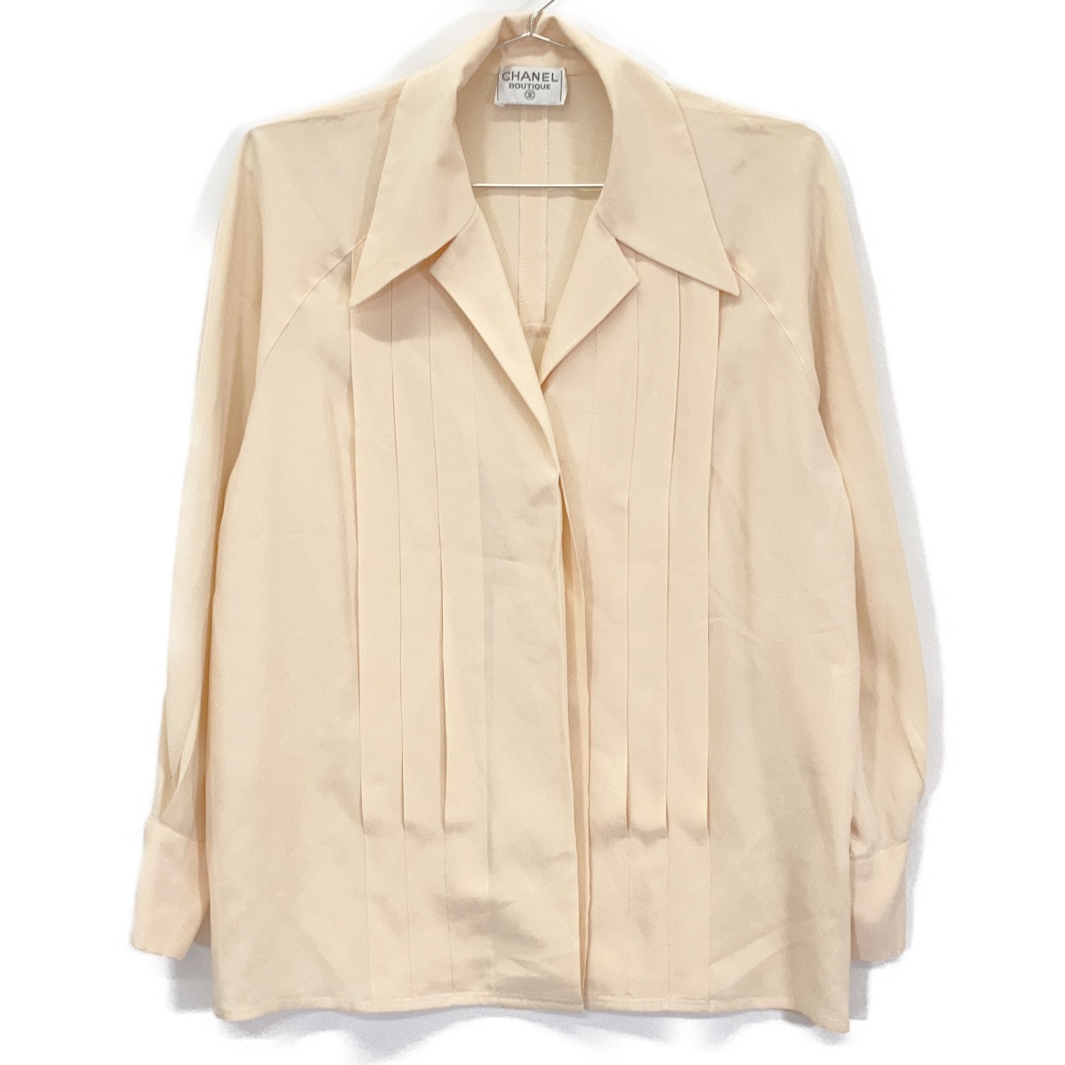 シャネル ベージュ シルク 長袖シャツ 袖金釦 記載なし