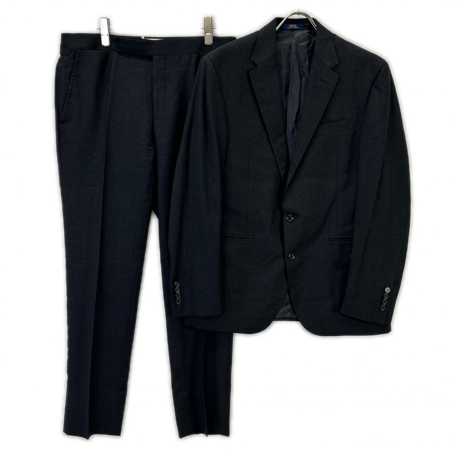 ポロ ラルフローレン 7K32 グレー ウール 総裏地 2Bジャケット パンツ セットアップ 40S