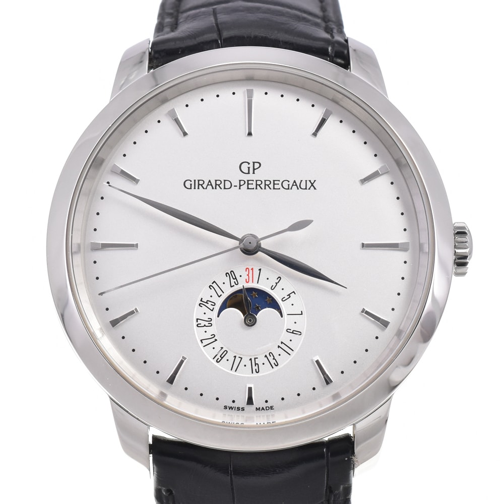 値下 ジラール・ペルゴ GIRARD-PERREGAUX 49545-11-131-BB60 1966 デイト ムーンフェイズ ホワイト 自動巻き メンズ 腕時計 D#146481