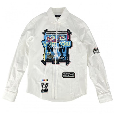 LOUIS VUITTON ルイヴィトン ジャケット テクニカルジップシャツ コットンジャケット ブルゾン 服 23SS XS ホワイト 白 マルチカラー ホワイト金具 コットン メンズ 春 秋【中古品】