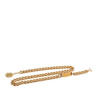 シャネル ヴィンテージ ロゴ チェーン ベルト ゴールド メッキ メンズ CHANEL 【中古】
