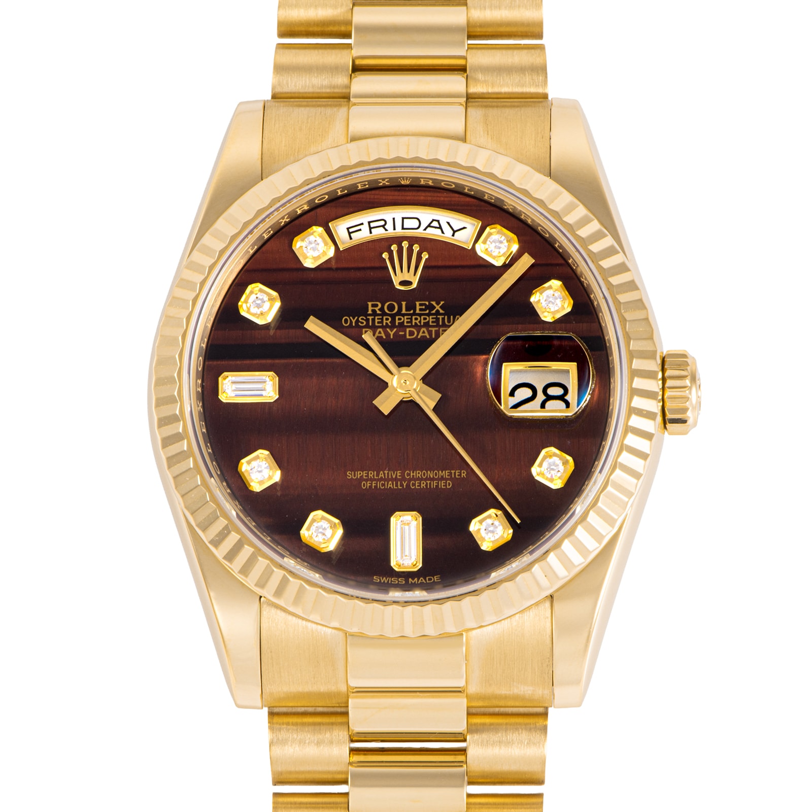ROLEX ロレックス デイデイト 118238A ブルズアイ レッドタイガーアイ K18YG【中古】