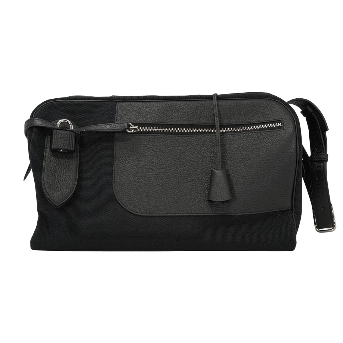 HERMES エルメス ショルダーバッグ ロング クーリエ 黒 (ブラック) トワルゴエラン/トリヨンクレマンス シルバー金具 B刻印 新品未使用