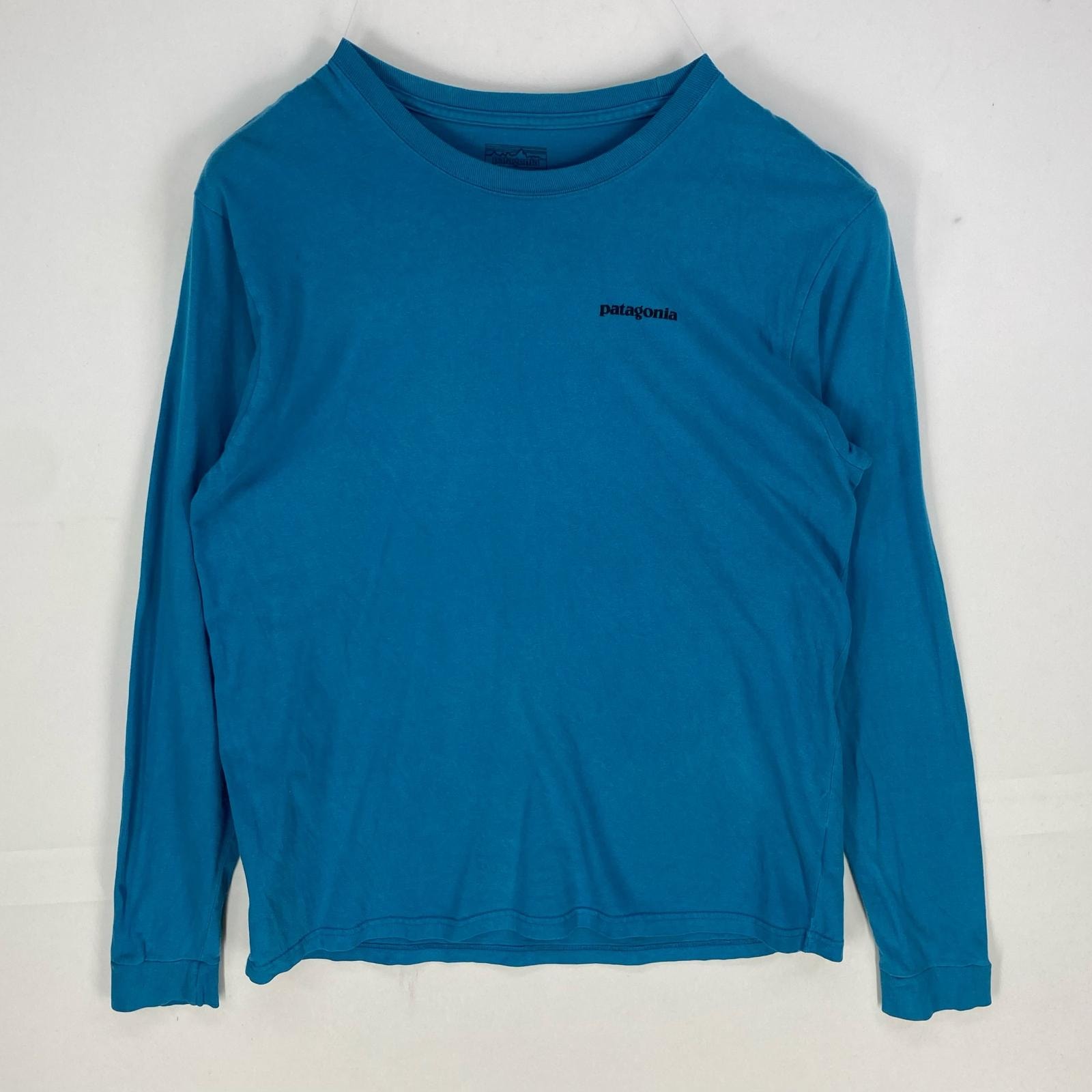 古着 パタゴニア patagonia 長袖Tシャツ ワンポイント クルーネック プリントロゴ アウトドア L  ブルー系 メンズ