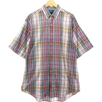 古着 ラルフローレン Ralph Lauren 半袖 ボタンダウン チェックシャツ メンズL相当/eaa539172