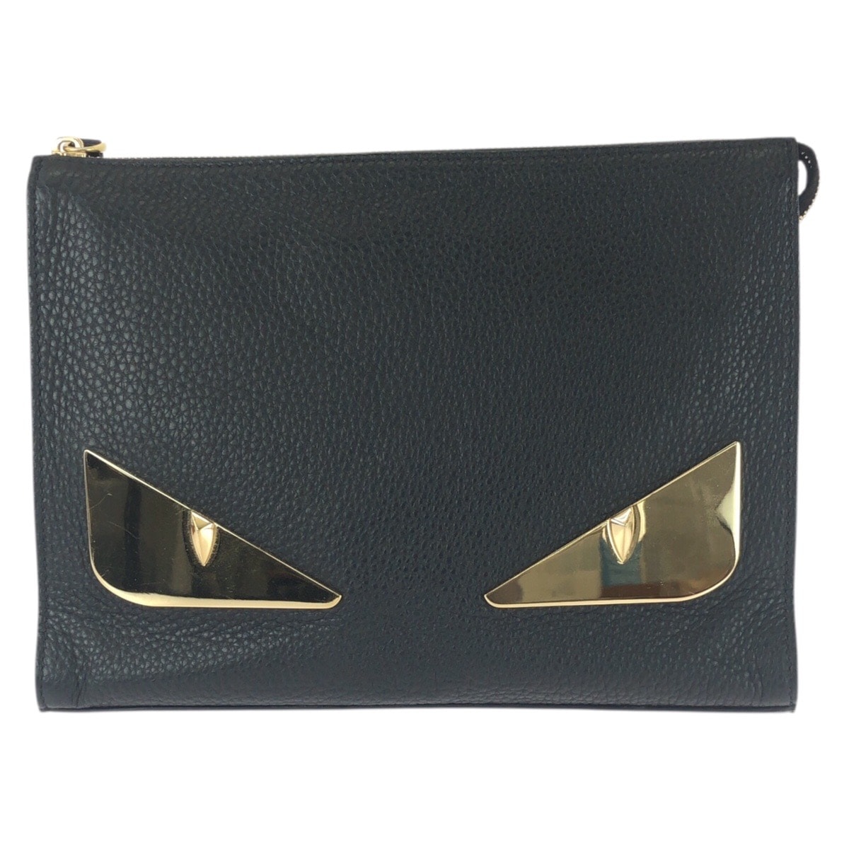 美品 FENDI フェンディ バッグ バグズ モンスター ブラック 黒 ゴールド金具 レザー クラッチバッグ セカンドバッグ 603801 【中古】