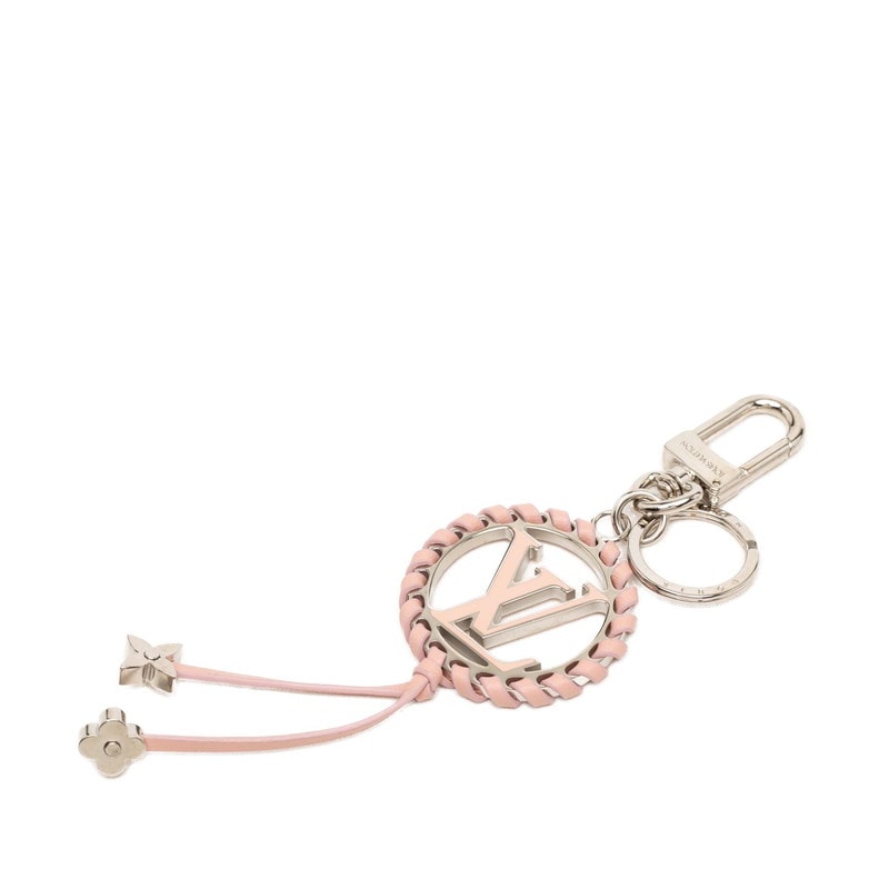 ルイ ヴィトン ポルトクレ ベリー チャーム キーホルダー キーリング M63081 シルバー ピンク メタル レザー レディース LOUIS VUITTON 【中古】