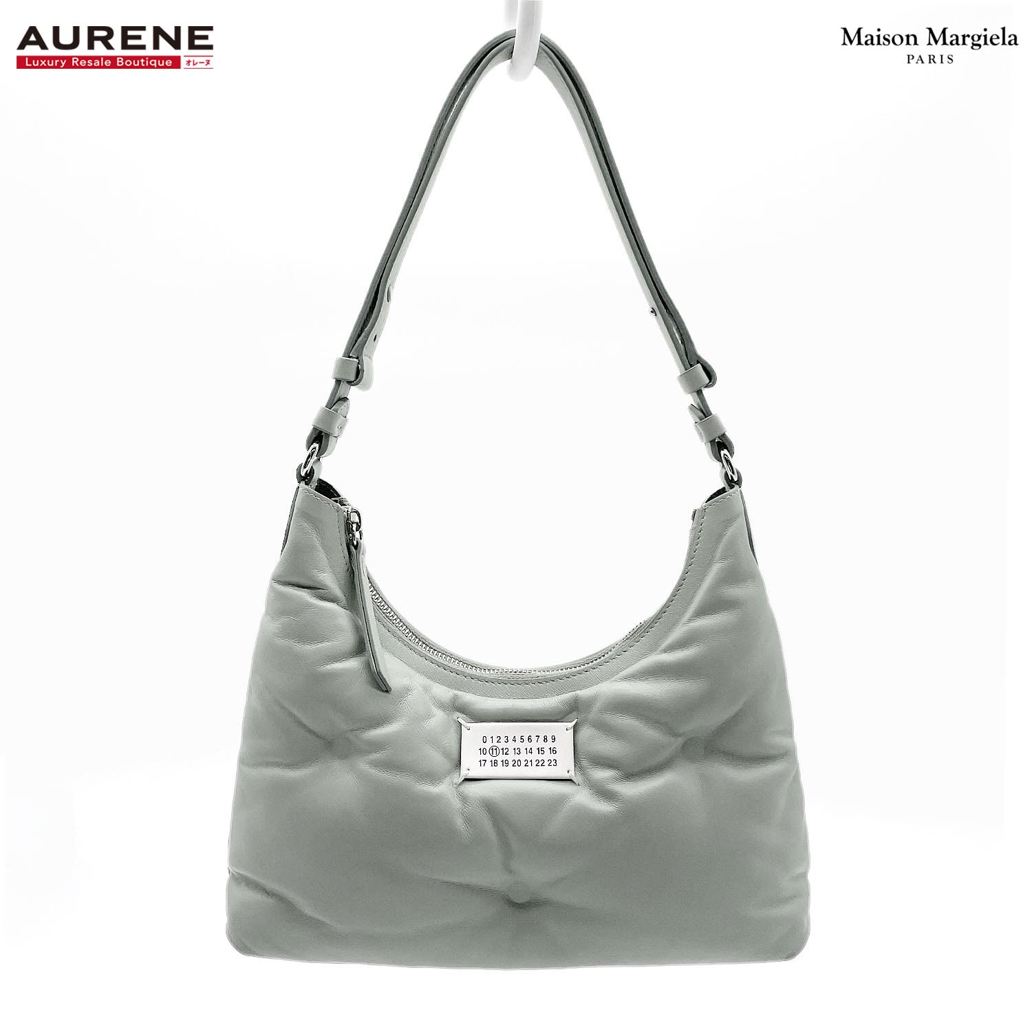 Maison Margiela メゾンマルジェラ グラムスラム スモール ホーボー ショルダーバッグ
 クッション RFID レザー グレー レディース
 【中古】