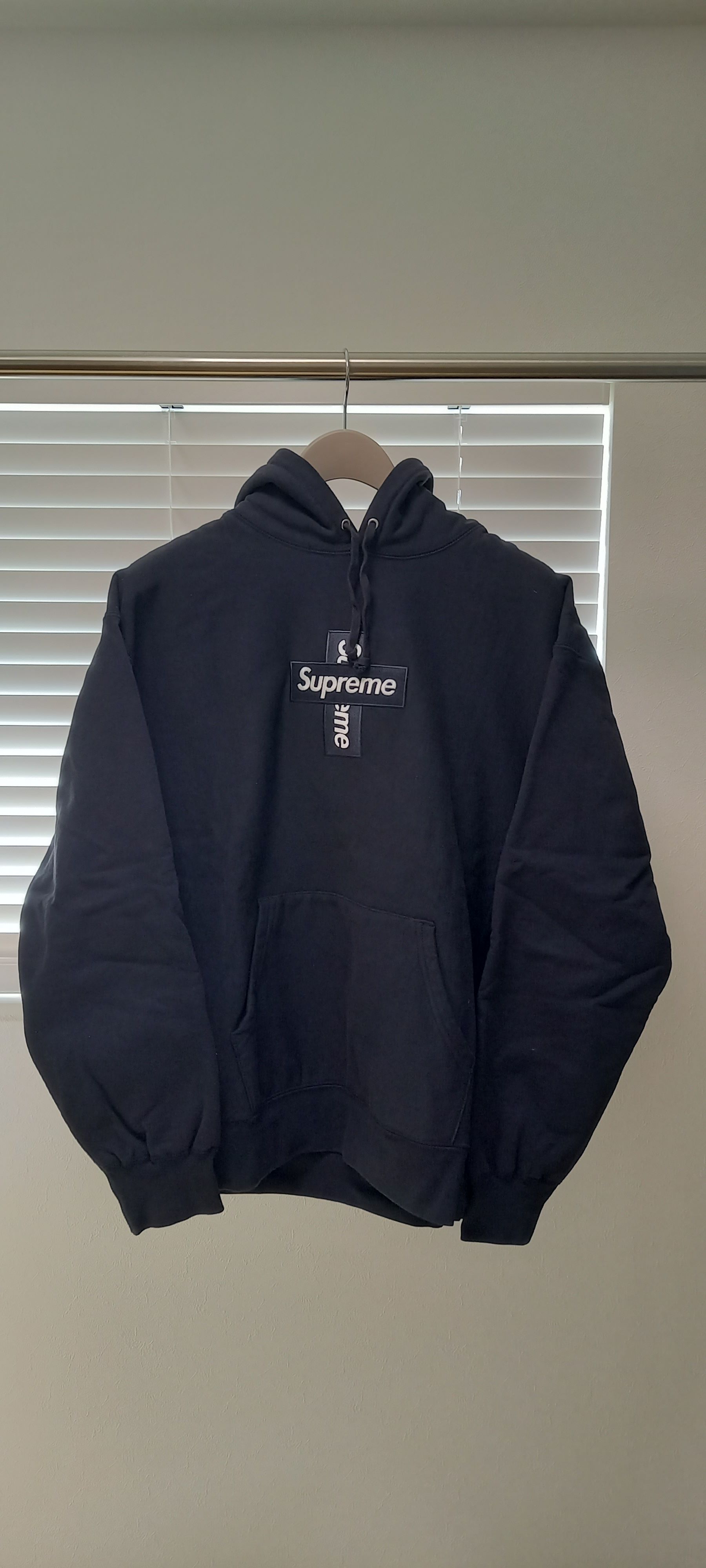 Supreme Cross Box Logo Hooded Sweatshirt "Navy"