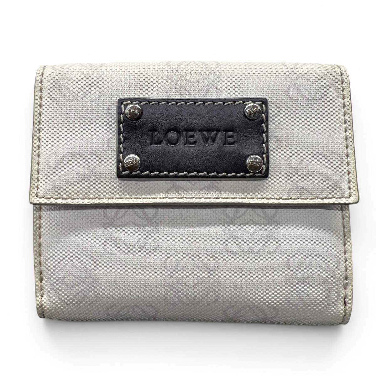 E (全体的に状態が悪い)】LOEWE ロエベ アナグラム Wホック財布 二