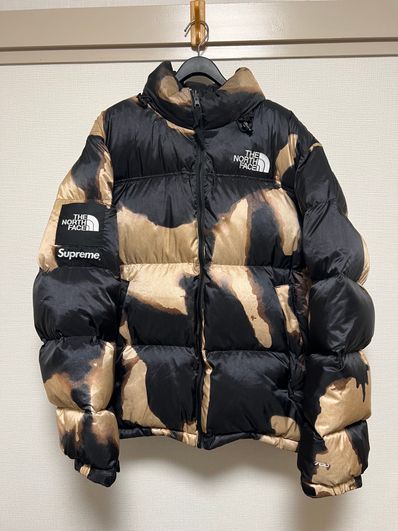 Supreme x The North Face Bleached Denim Print Nuptse Jacket "Black"