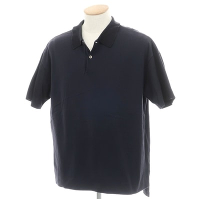 【中古】オーラリー AURALEE コットン オーバーサイズ 半袖ポロシャツ ダークネイビー【サイズ3】【メンズ】