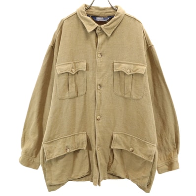 Polo by Ralph Lauren ポロバイラルフローレン 90s オールド サファリ シャツジャケット XL カーキベージュ