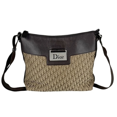 クリスチャンディオール Christian Dior ショルダーバッグ ナイロンキャンバス/レザー ブラウン レディース【中古】 z10082