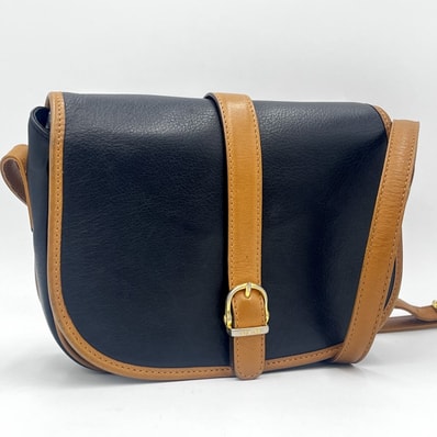 CELINE(セリーヌ)ヴィンテージ ショルダーバッグ サドルバッグ ブラック ブラウン レザー ゴールド金具 レディース【中古】