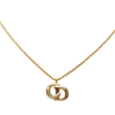 ディオール CDロゴ チェーン ペンダント ネックレス ゴールド メッキ レディース Dior 【中古】