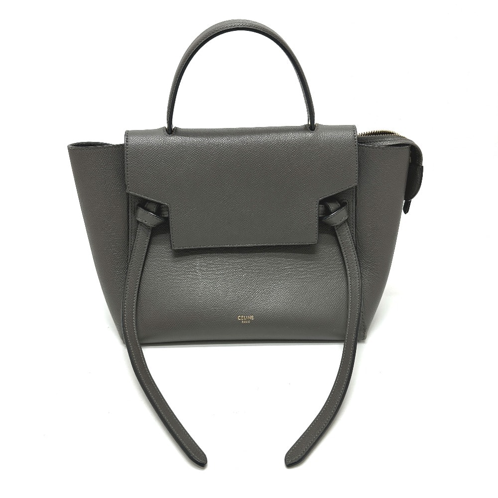 セリーヌ CELINE ベルトバッグ マイクロ 189153 ロゴ 2WAY ショルダーバッグ カバン ハンドバッグ レザー グレー