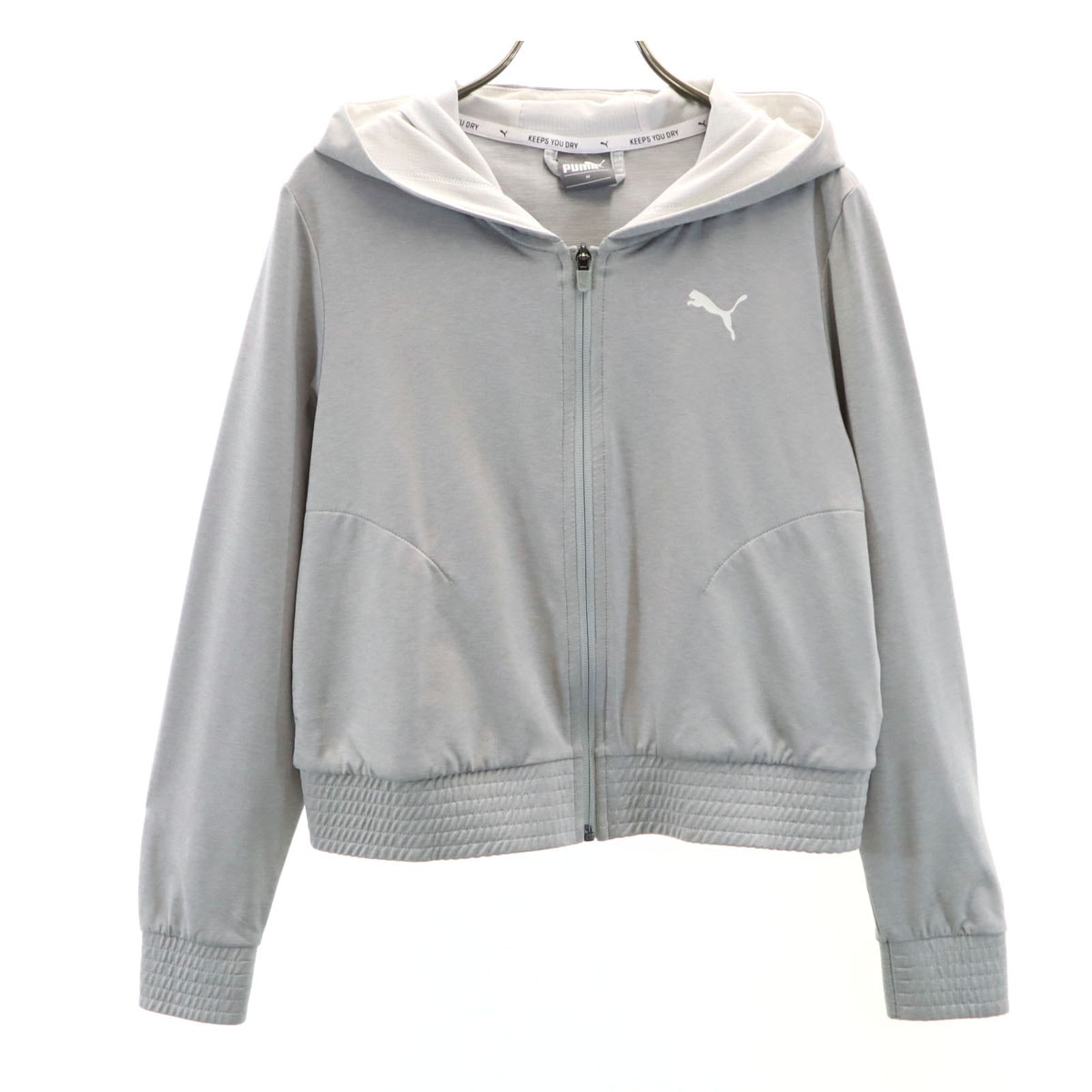 PUMA プーマ 長袖 ショート丈 ジップパーカー M グレー