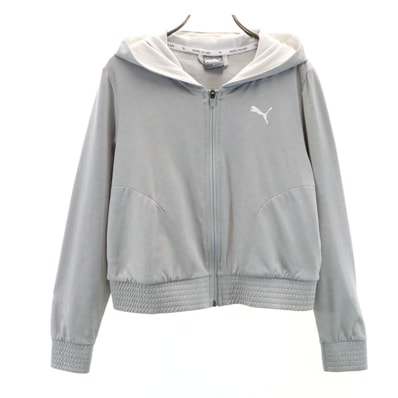 PUMA プーマ 長袖 ショート丈 ジップパーカー M グレー