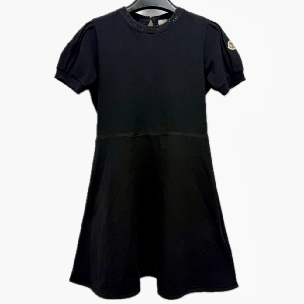 モンクレール MONCLER ワッペン K19548I00008 Moncler Enfant アパレル ドレス ミニ 半袖 ワンピース コットン ブラック 新品同様