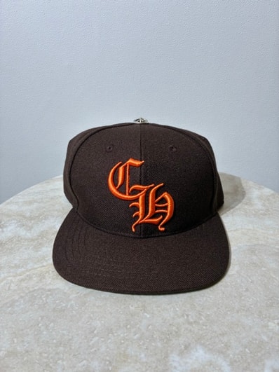 Chrome Hearts 6 Panel On Field CH White Baseball Cap "Brown/Orange"