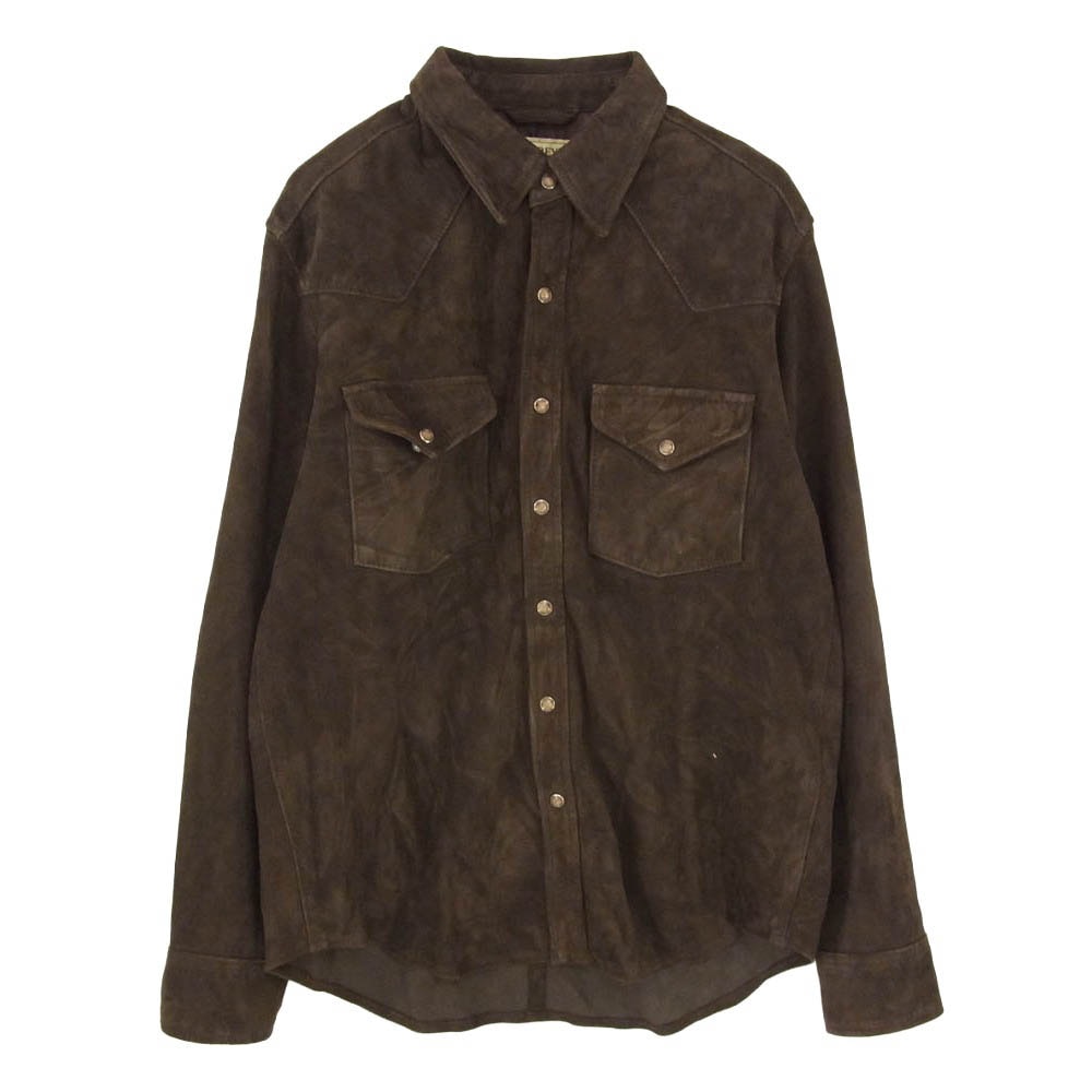 AVIREX アヴィレックス 783-6150001 GOAT SUEDE WESTERN SHIRT ゴート スエード レザー バックプリント ウエスタン シャツ ブラウン系 L【中古】