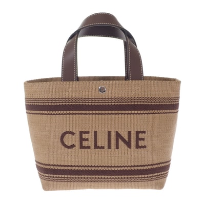 セリーヌ CELINE ミニカバトート 116992FRY.02NU 2WAYバッグ レザー ラフィア ブラウン レディース【中古】【Aランク】