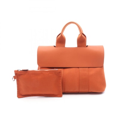 エルメス HERMES ヴァルパライソPM ポティロン ハンドバッグ バッグ レザー トワルシェブロン トワルシェブロン オレンジ レディース オレンジ系 【中古】