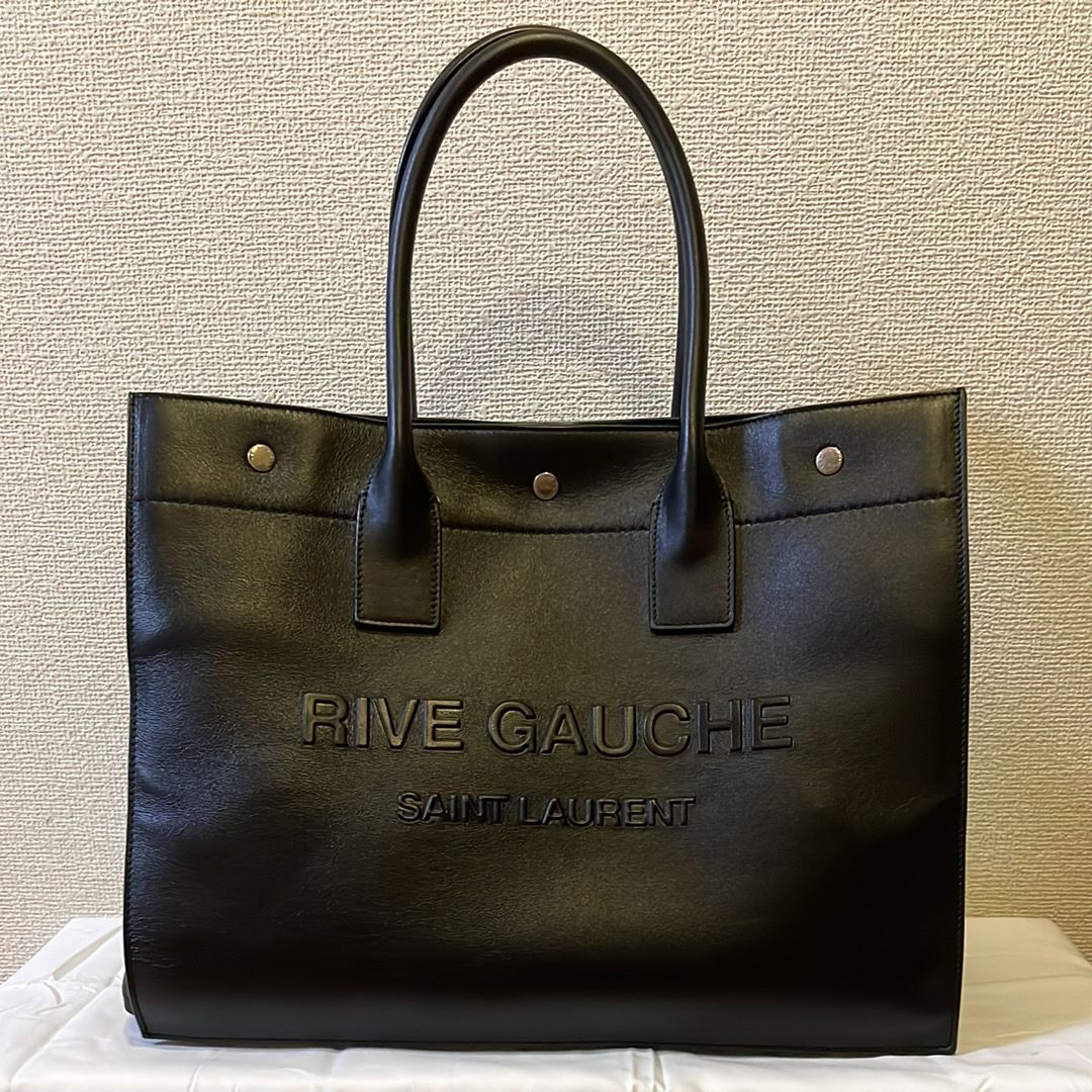 SAINT LAURENT Rive Gauche Small Tote Bag In Smooth Leather "Black"