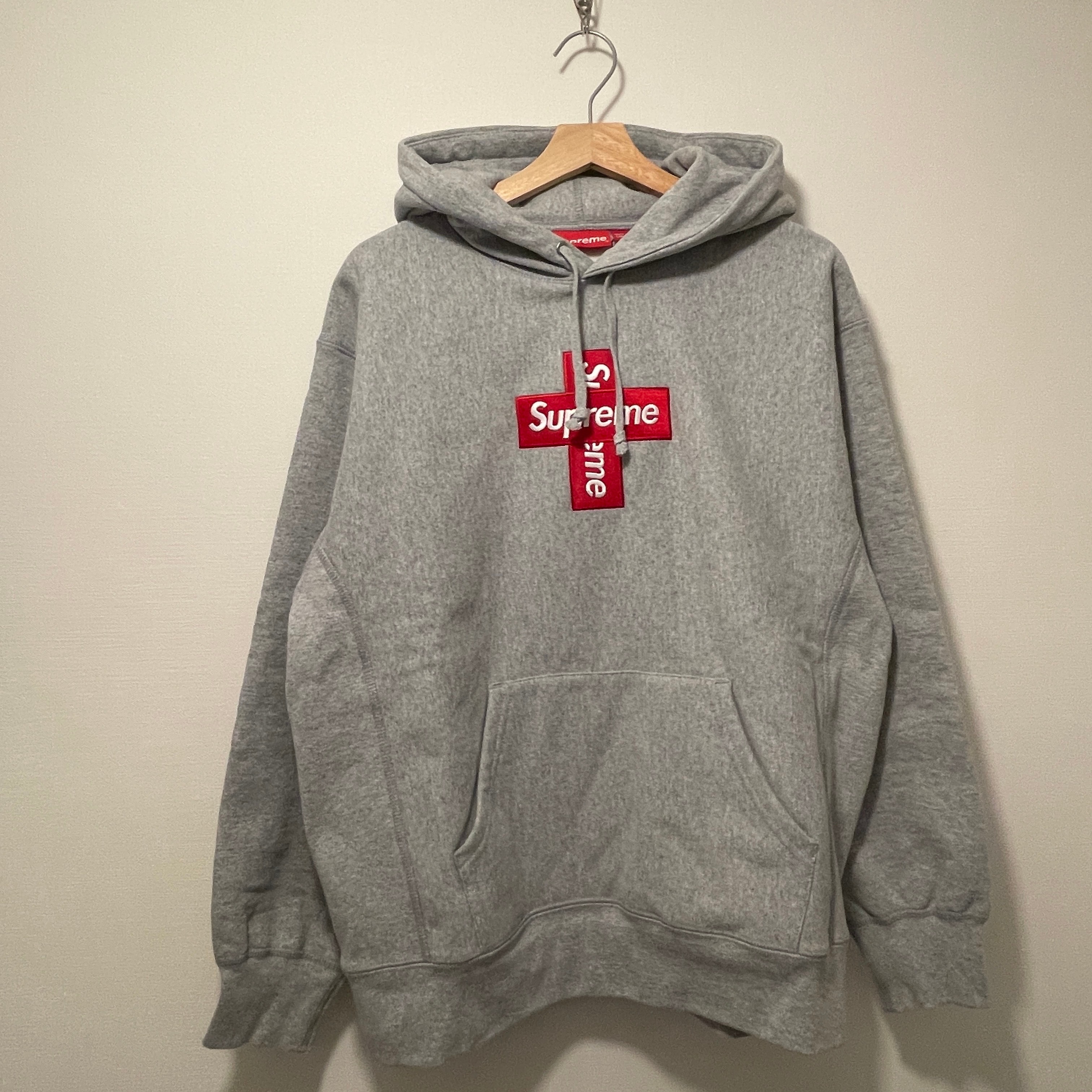 Supreme Cross Box Logo Hooded Sweatshirt "Grey"