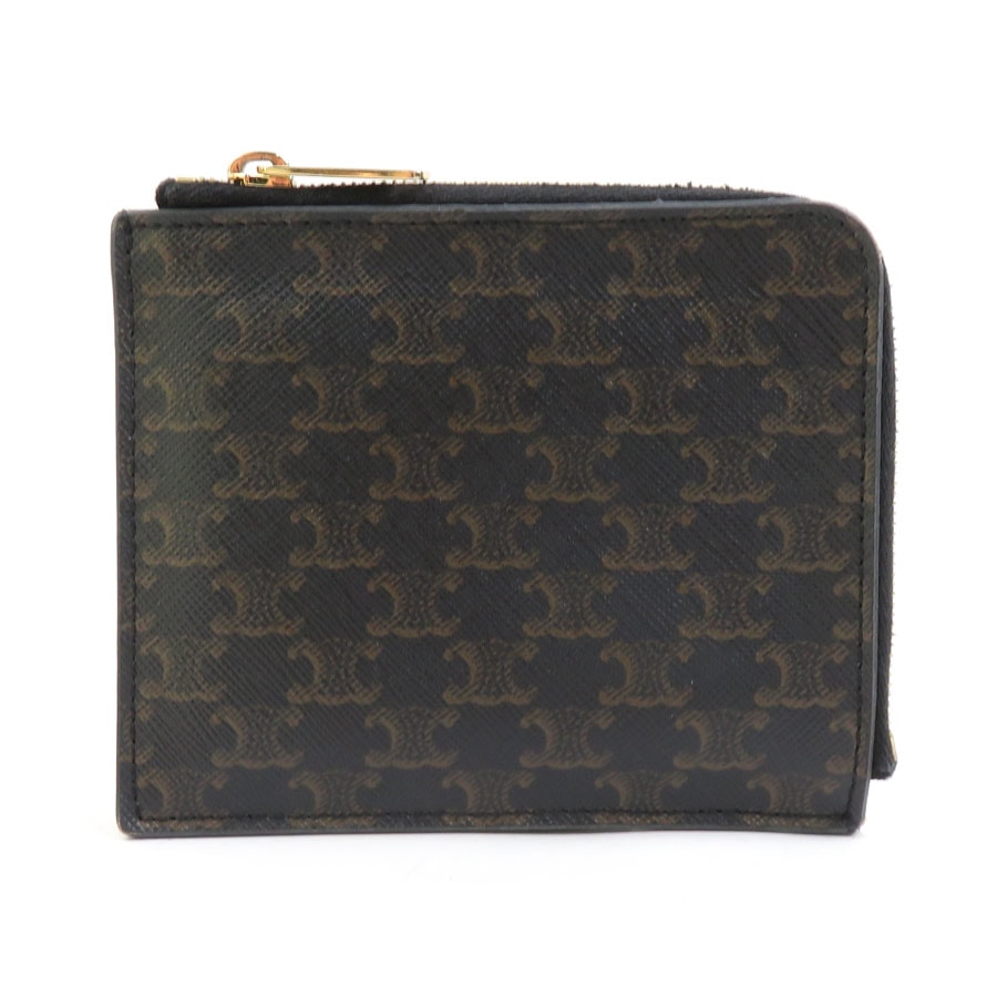 セリーヌ CELINE コインケース トリオンフ PVCコーティングキャンバス ブラック ユニセックス【中古】 h31426k