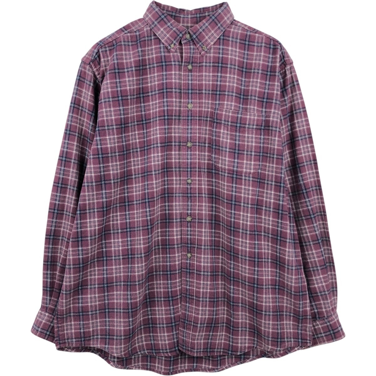 古着 90~00年代 エルエルビーン L.L.Bean 長袖 ボタンダウン フランネルチェックシャツ カナダ製 メンズL相当/eaa662102