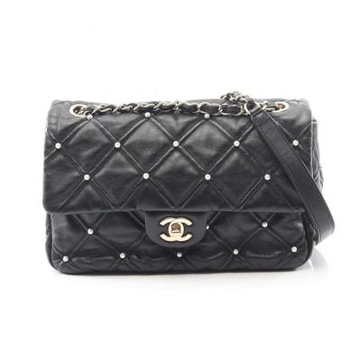 シャネル CHANEL マトラッセ 人工パール ショルダーバッグ バッグ ラムスキン(羊革) レディース ブラック系 AS1202 【中古】