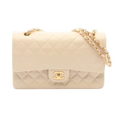 シャネル CHANEL マトラッセ Wフラップ ショルダーバッグ バッグ ラムスキン(羊革) レディース アイボリー系 A01112 【中古】