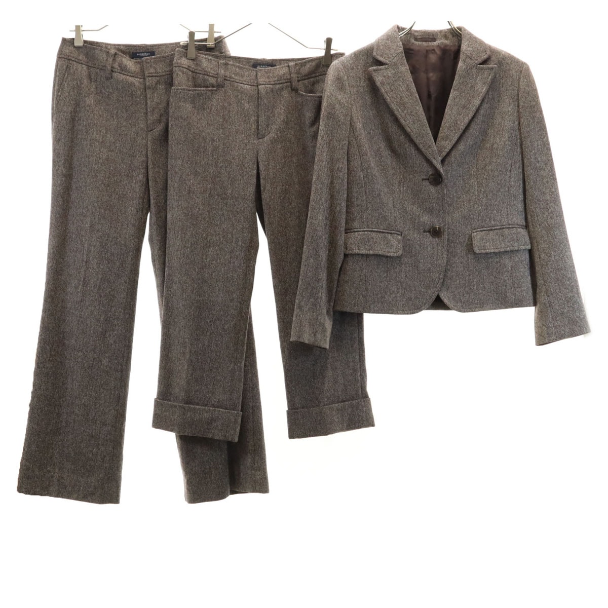 BURBERRY バーバリー パンツスーツ 上下セットアップ 42/40 ブラウン系 三陽商会 スペアパンツ付き