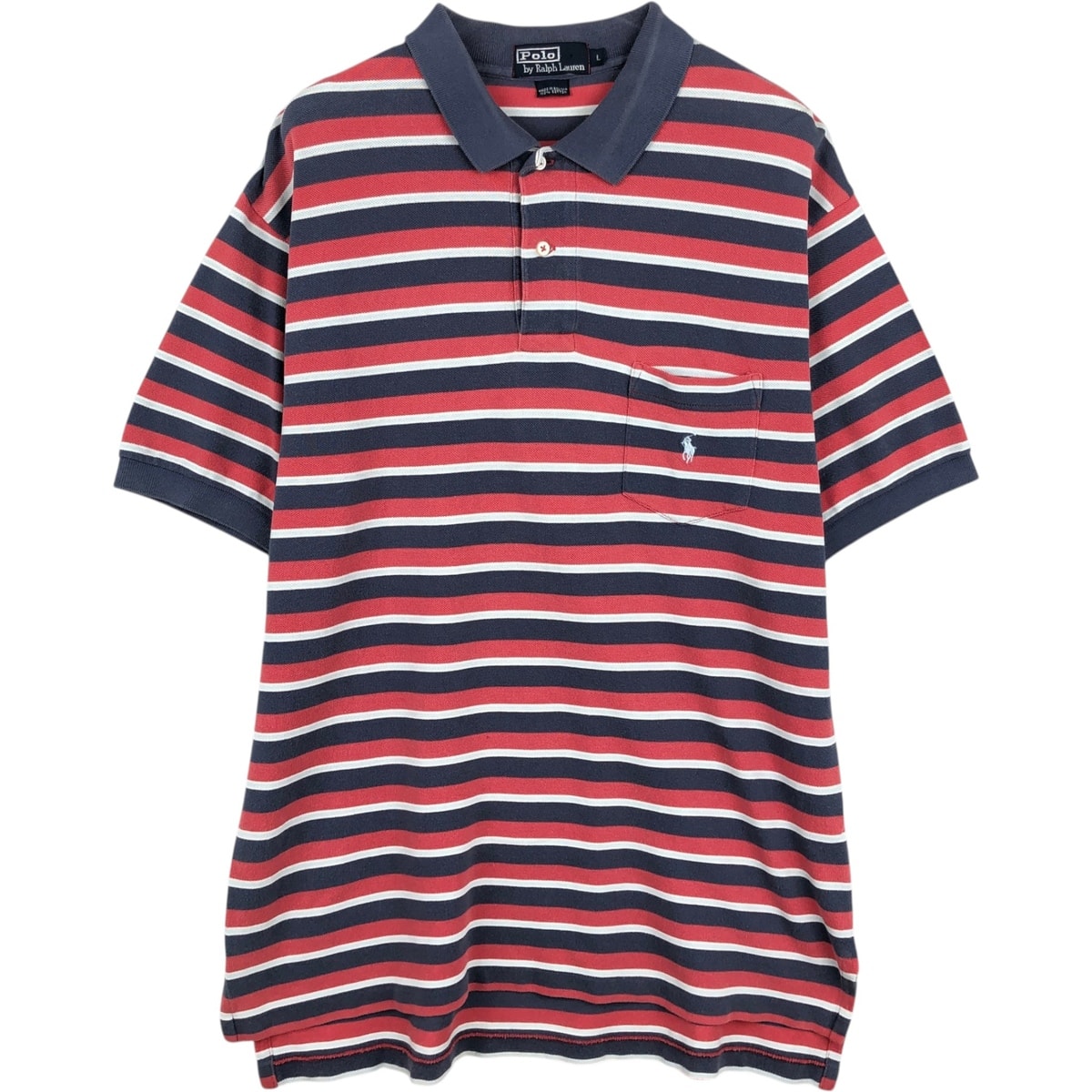 古着 ラルフローレン Ralph Lauren POLO by Ralph Lauren マルチボーダー 半袖 ボーダー ポロシャツ メンズL相当/eaa622979