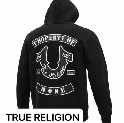 新品 パーカー フーディ フード TRUE RELIGION トゥルーレリジョン ジップアップ パーカー ブラック