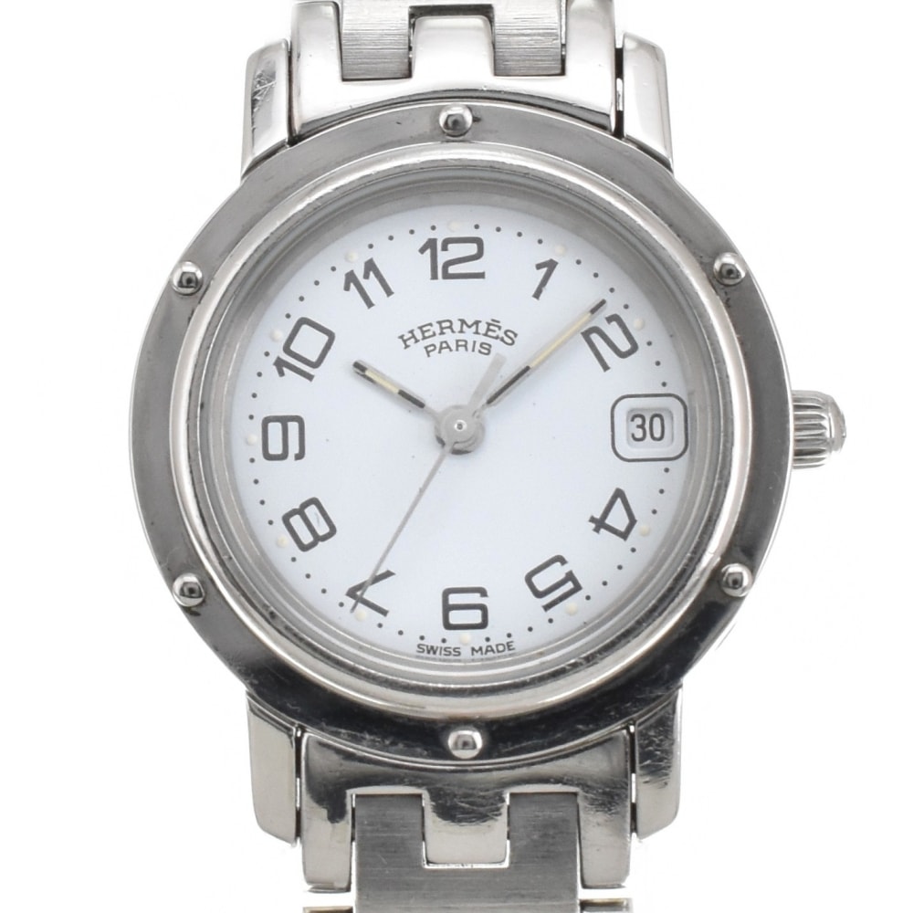 値下 エルメス HERMES CL4.210 クリッパー Dバックル クォーツ レディース 良品 □#143264