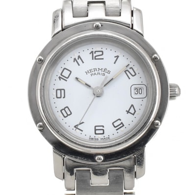 値下 エルメス HERMES CL4.210 クリッパー Dバックル クォーツ レディース 良品 □#143264