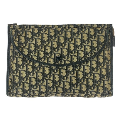 Christian Dior クリスチャンディオール ヴィンテージ トロッター ベージュ ブラック ゴールド金具 キャンバス レザー/ セカンドバッグ クラッチバッグ 600743 【中古】