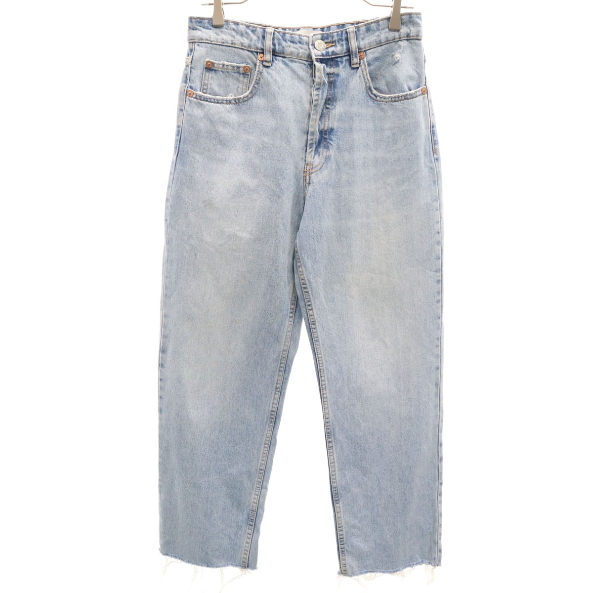 ZARA ザラ カットオフ テーパードデニムパンツ 38 ブルー ジーンズ