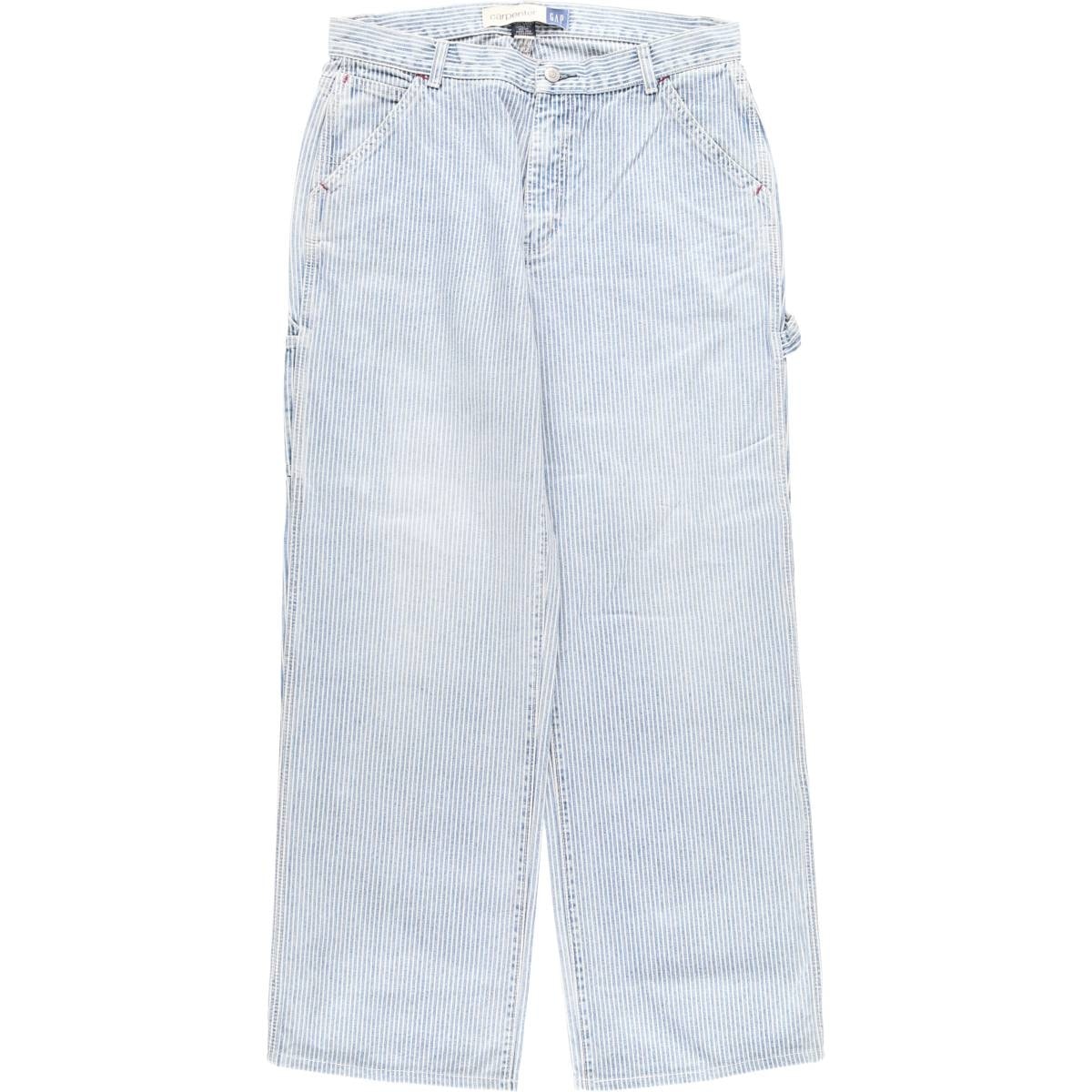 古着 ギャップ GAP carpenter ストライプ柄 デニム ペインターパンツ レディースXL(w33)相当/eaa480251