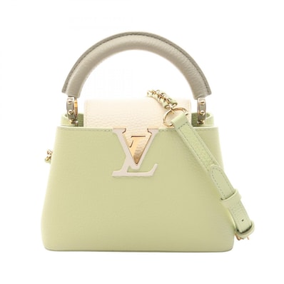 ルイ・ヴィトン LOUIS VUITTON カプシーヌ MINI ハンドバッグ バッグ レザー レディース グリーン系 / ホワイト系 M22916 【中古】