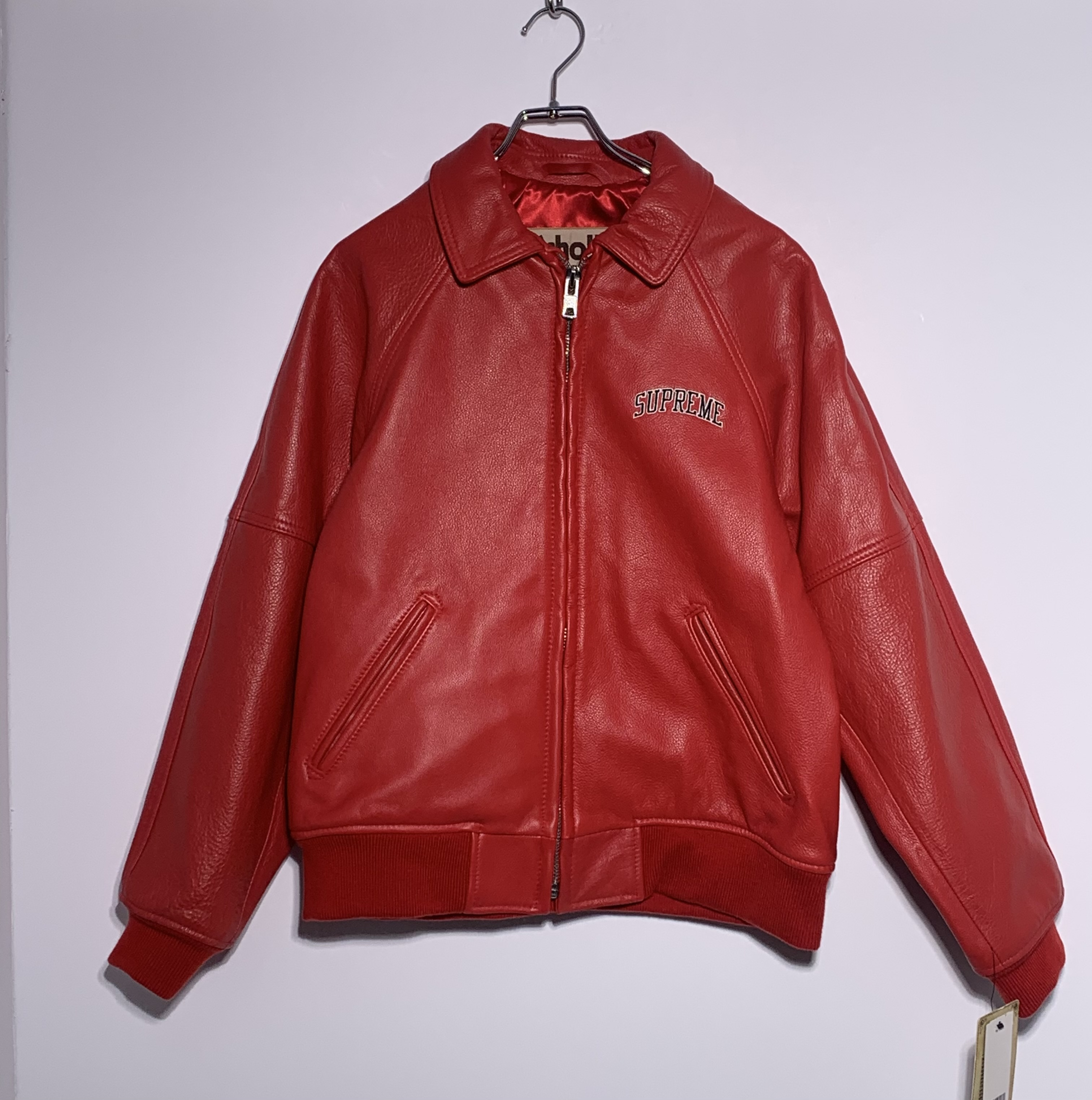 Supreme / Martin Wong Schott 8-Ball Leather Varsity Jacket "Red"