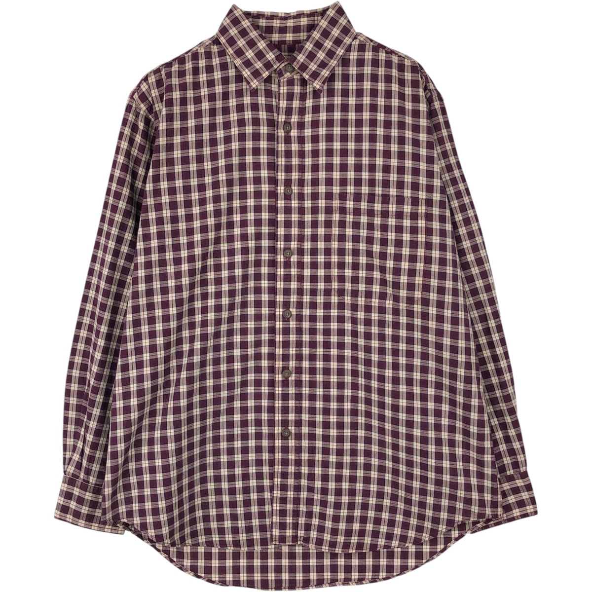 빈티지 90년대 L.L.Bean 긴소매 면 체크 셔츠, 미국산, 남성용, 미디엄 사이즈, 빈티지/EAA652143