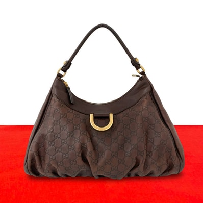 GUCCI グッチ アビー グッチシマ レザー ショルダーバッグ ブラウン
74102