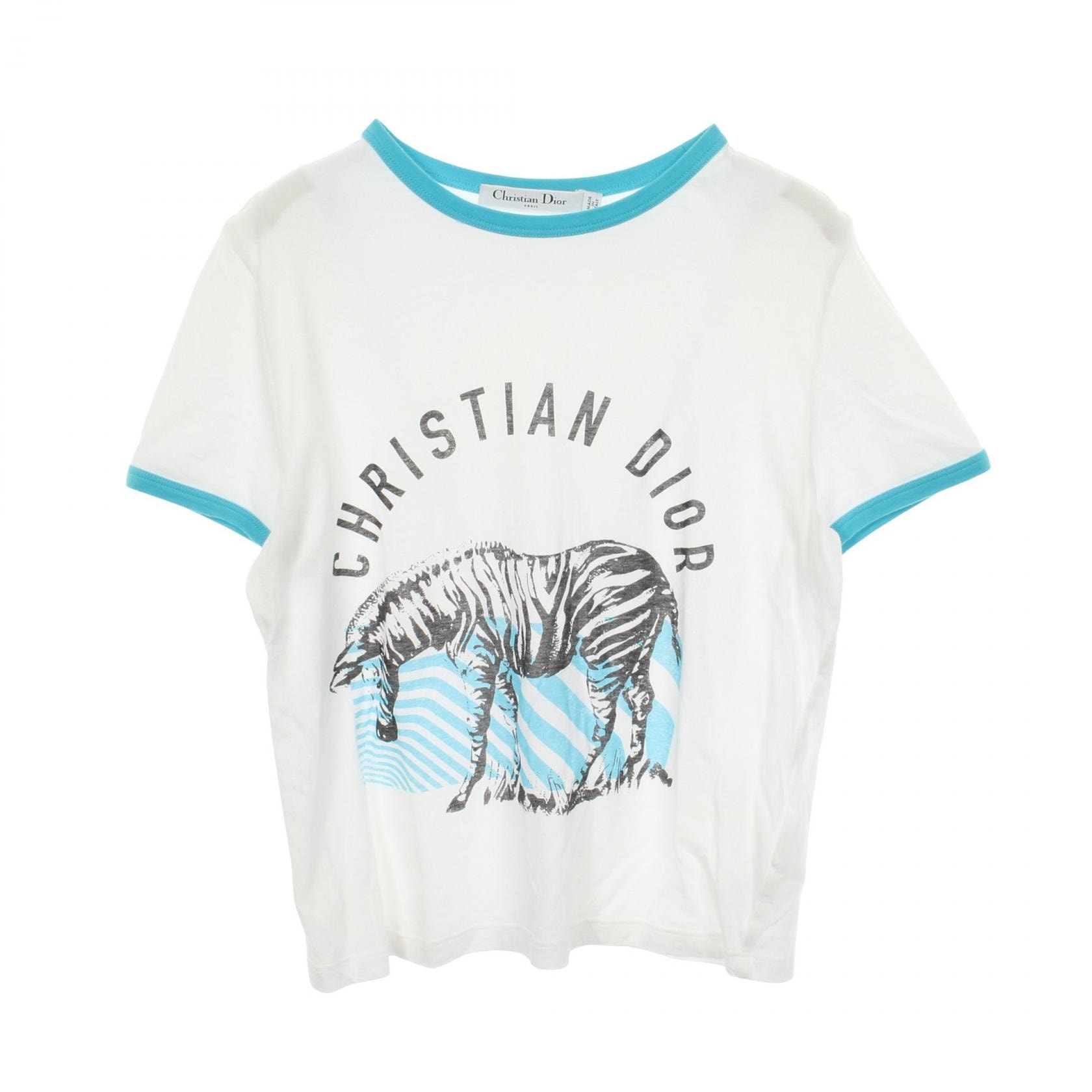ディオール Dior ロゴ シマウマ 半袖Tシャツ 衣料品 トップス コットン レディース ホワイト系 / ブルー系 【中古】