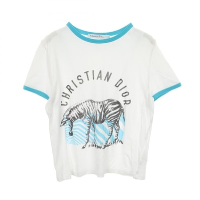 ディオール Dior ロゴ シマウマ 半袖Tシャツ 衣料品 トップス コットン レディース ホワイト系 / ブルー系 【中古】