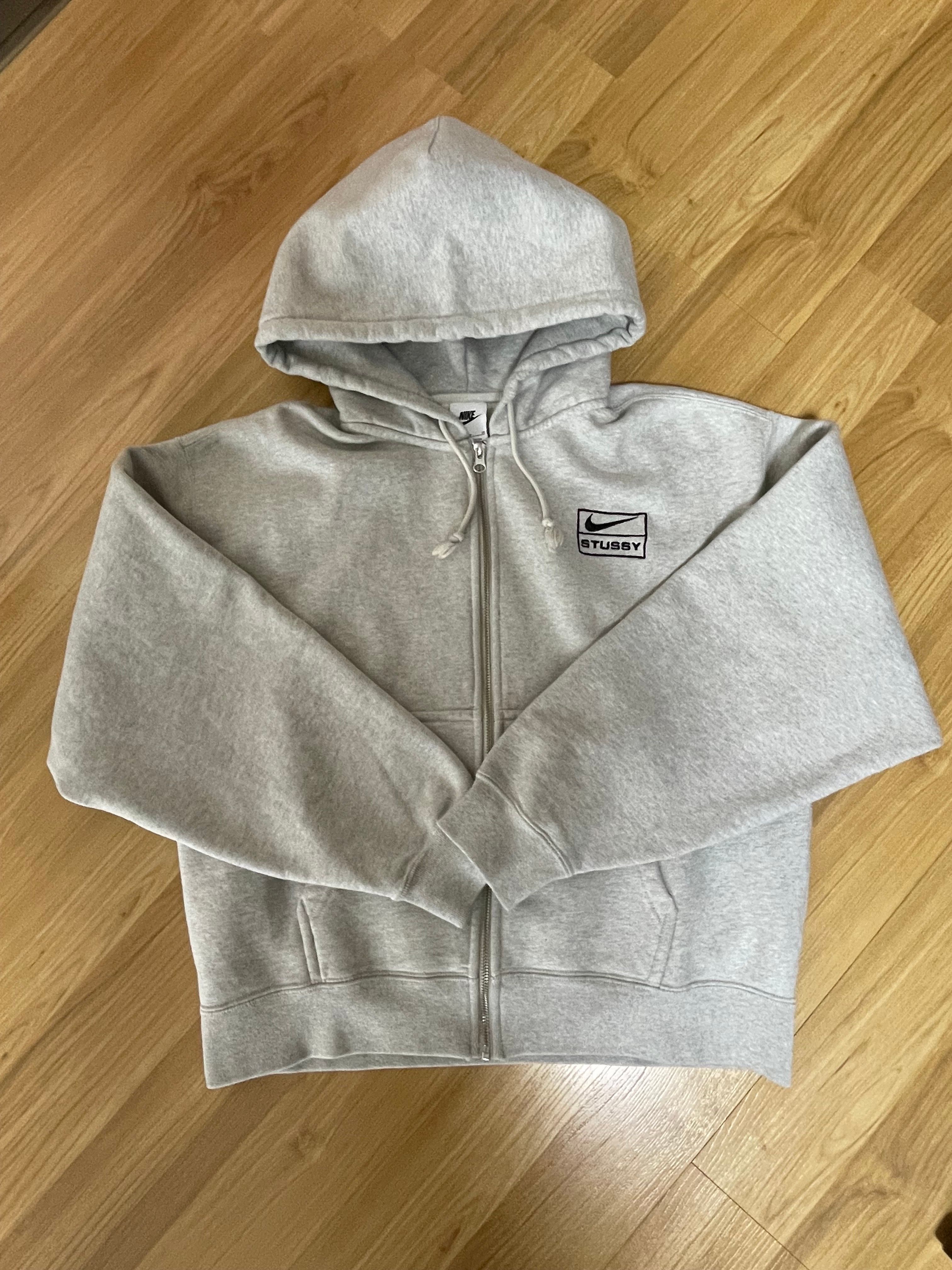 Stussy x Nike Fleece Zip Hoodie "Grey Heather" (US Size) FJ9181-050